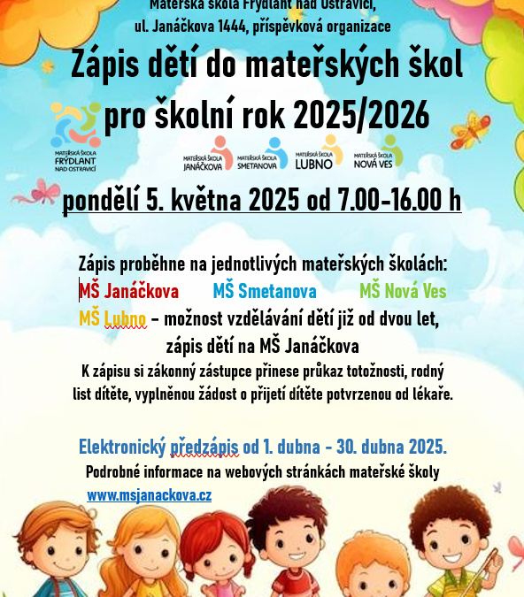 Zápis do MŠ pro rok 2025/2026